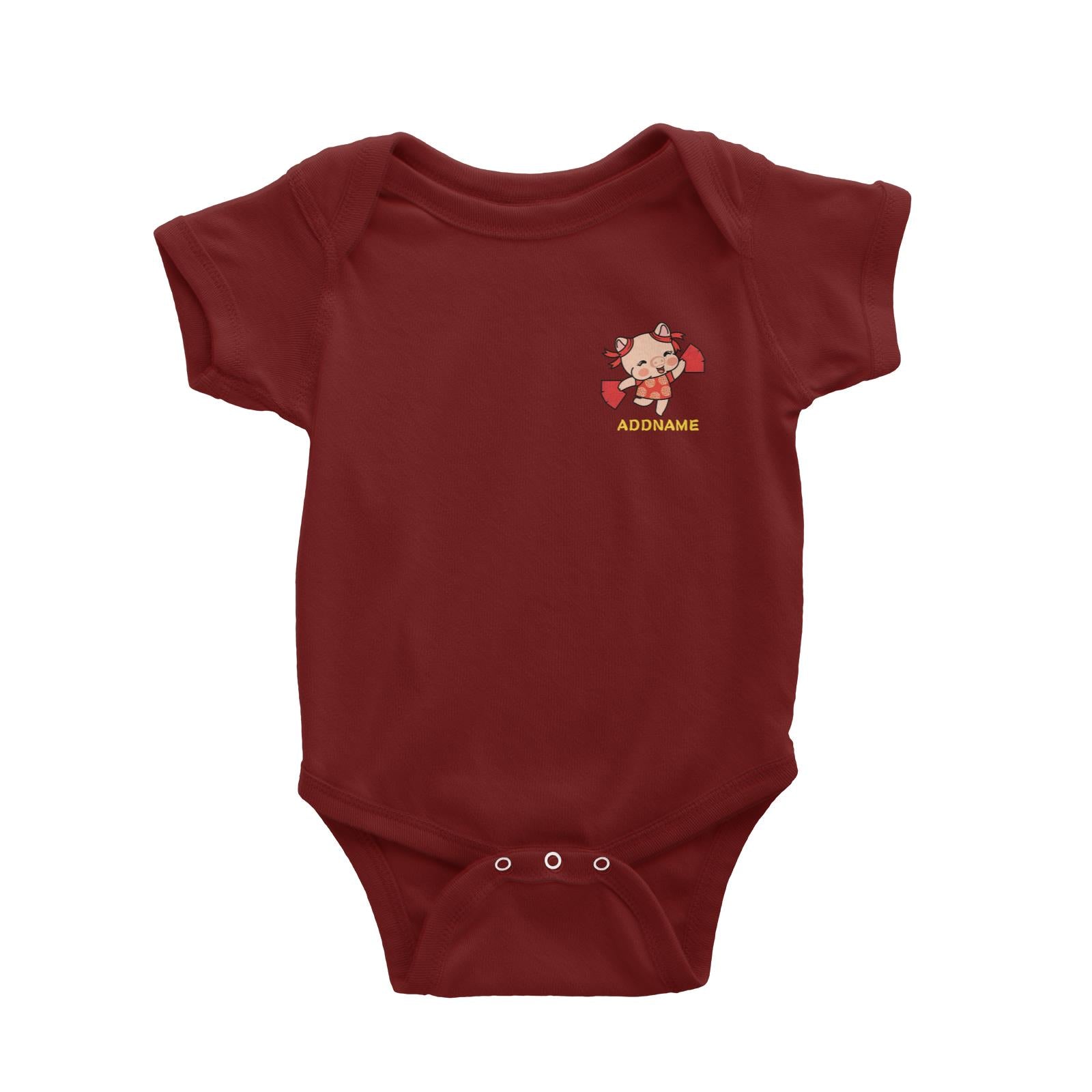 Properity Pig Girl with Red Packets Pocket Design Baby Romper