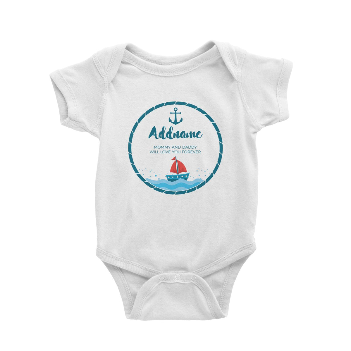 Sailor Emblem with Boat Personalizable with Name and Text Baby Romper