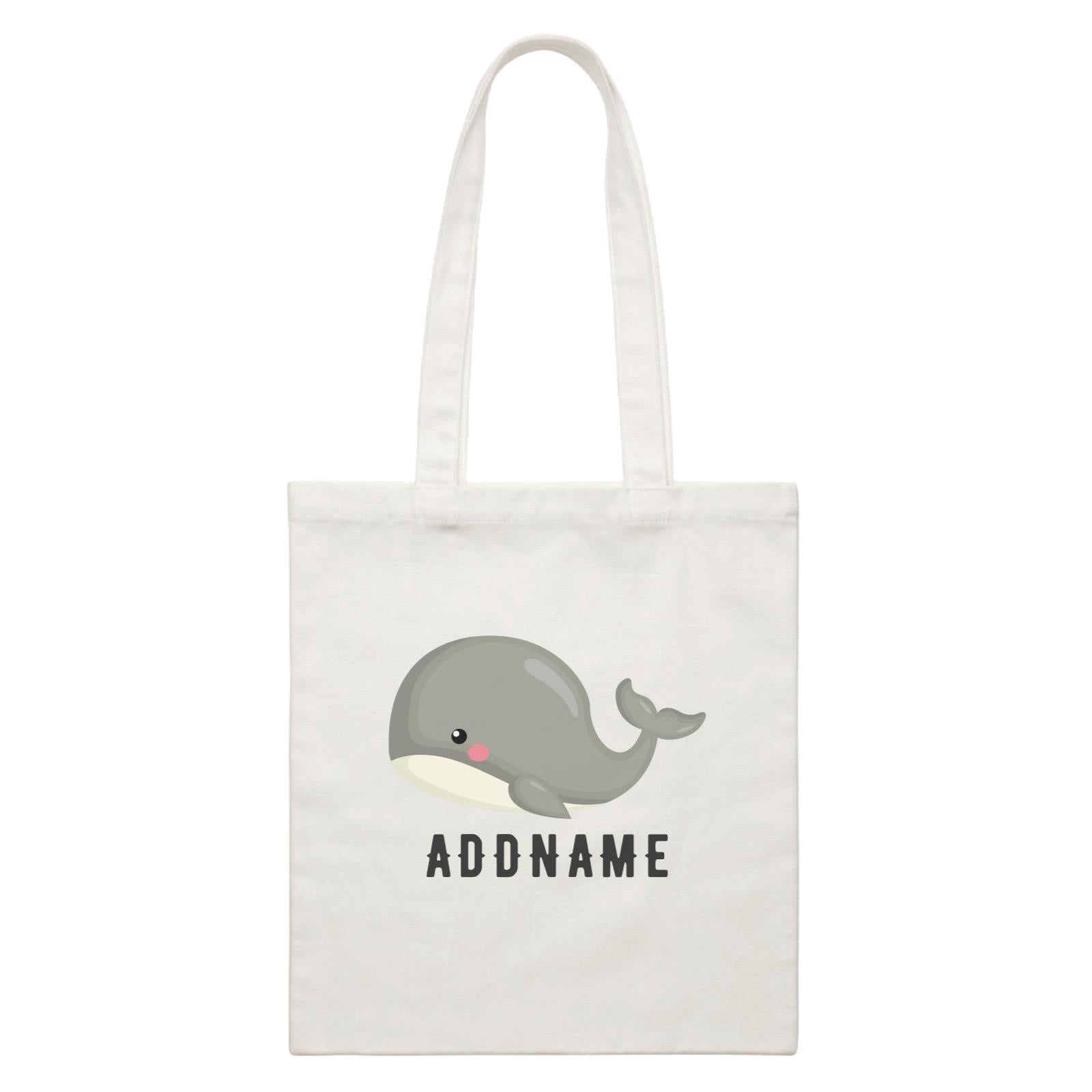 Birthday Sailor Baby Whale Addname White Canvas Bag
