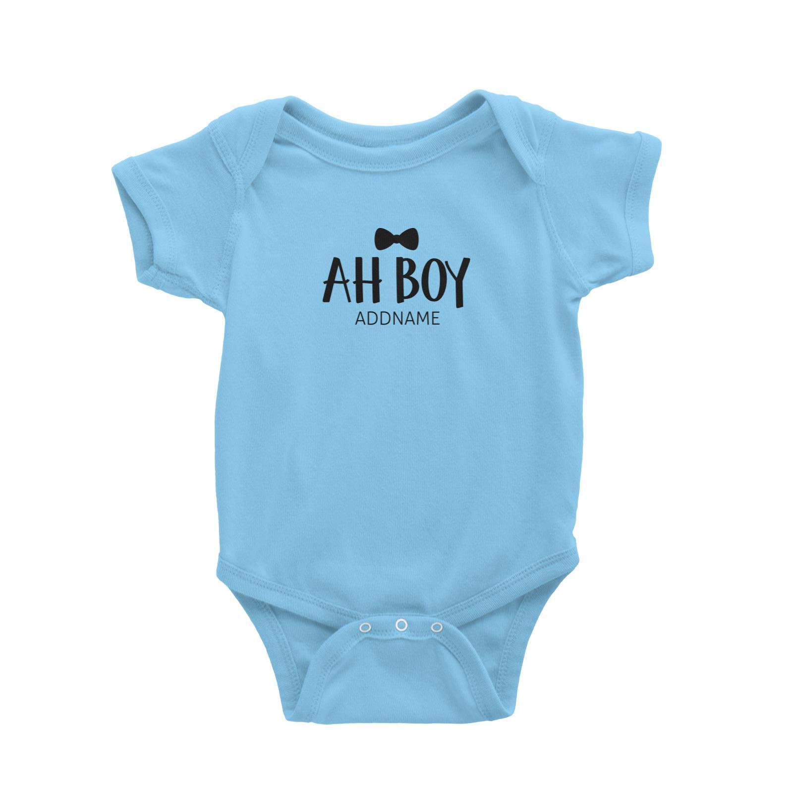 Ah Boy with Black Bow Tie Baby Romper