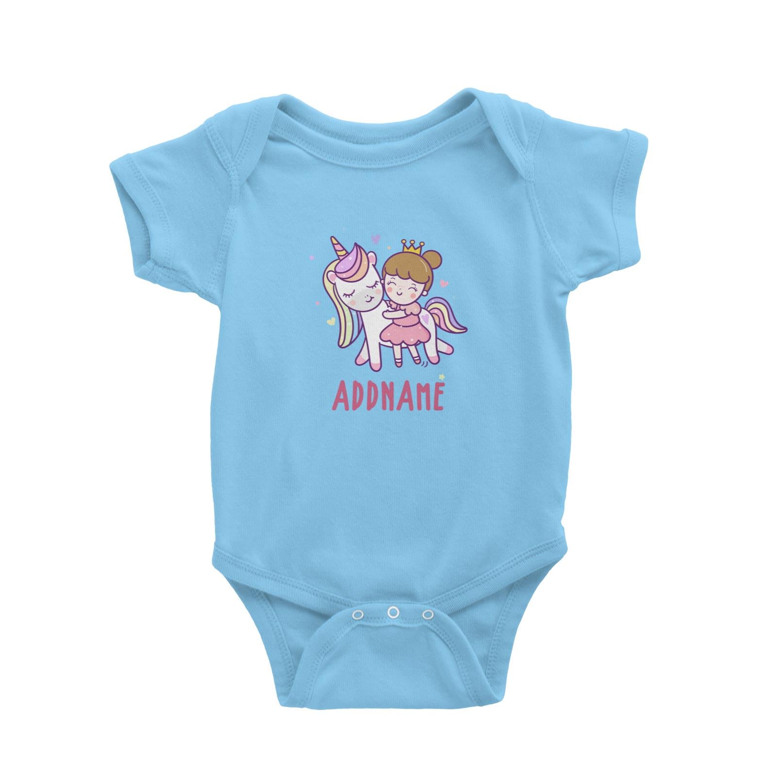Unicorn And Princess Series Cute Unicorn With Princess Addname Baby Romper