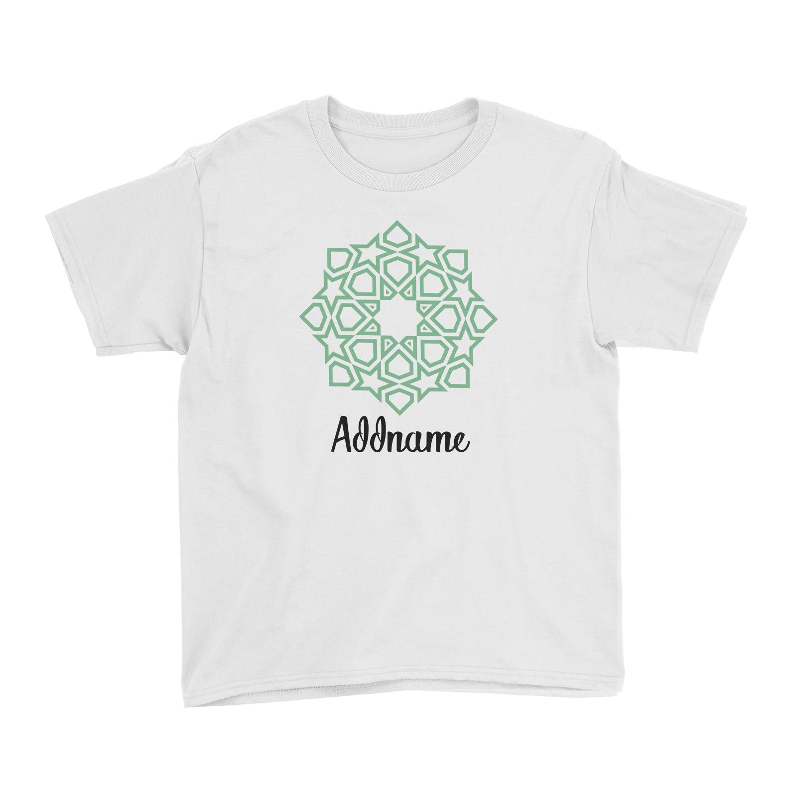 Raya Symbol Green Islamic Geometric Addname Kid's T-Shirts
