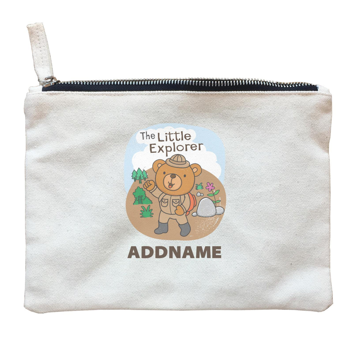 Cool Cute Animals Bear The Little Explorer Addname Zipper Pouch