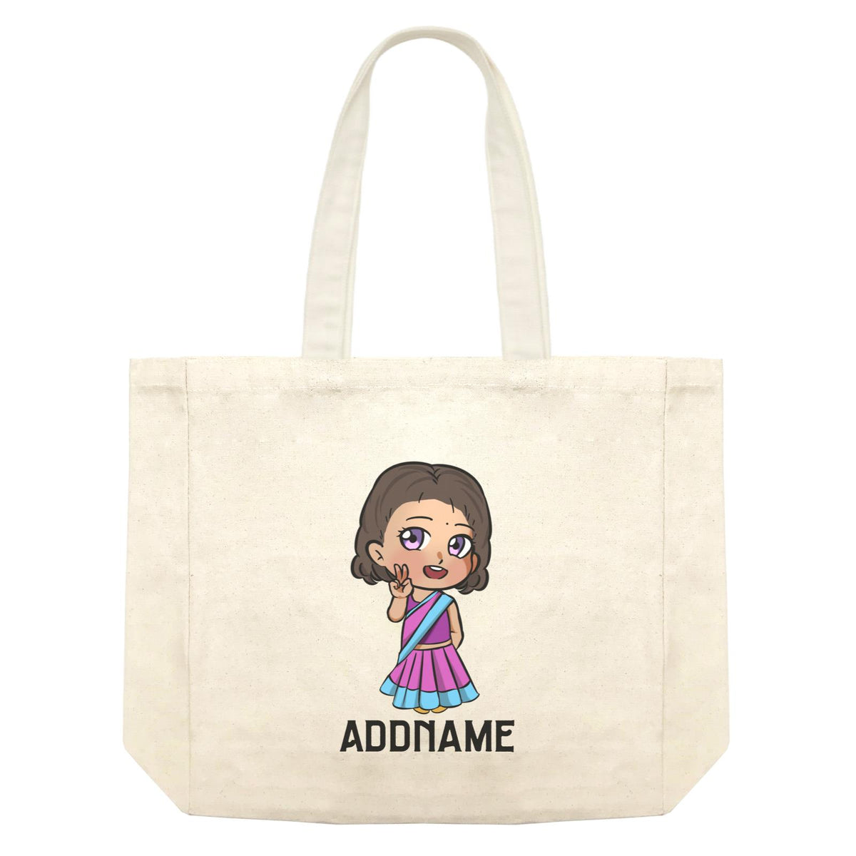 Deepavali Series Chibi Little Girl Addname Shopping Bag
