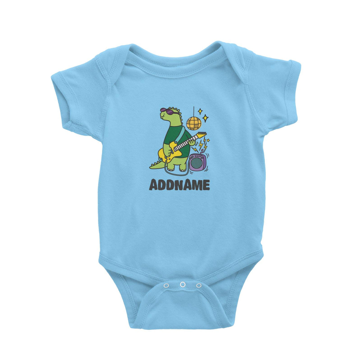 Super Cute Dinosaur Cool Guitarist Baby Romper