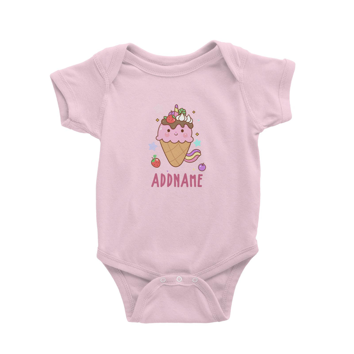 Unicorn And Princess Series Unicorn Ice Cream Addname Baby Romper