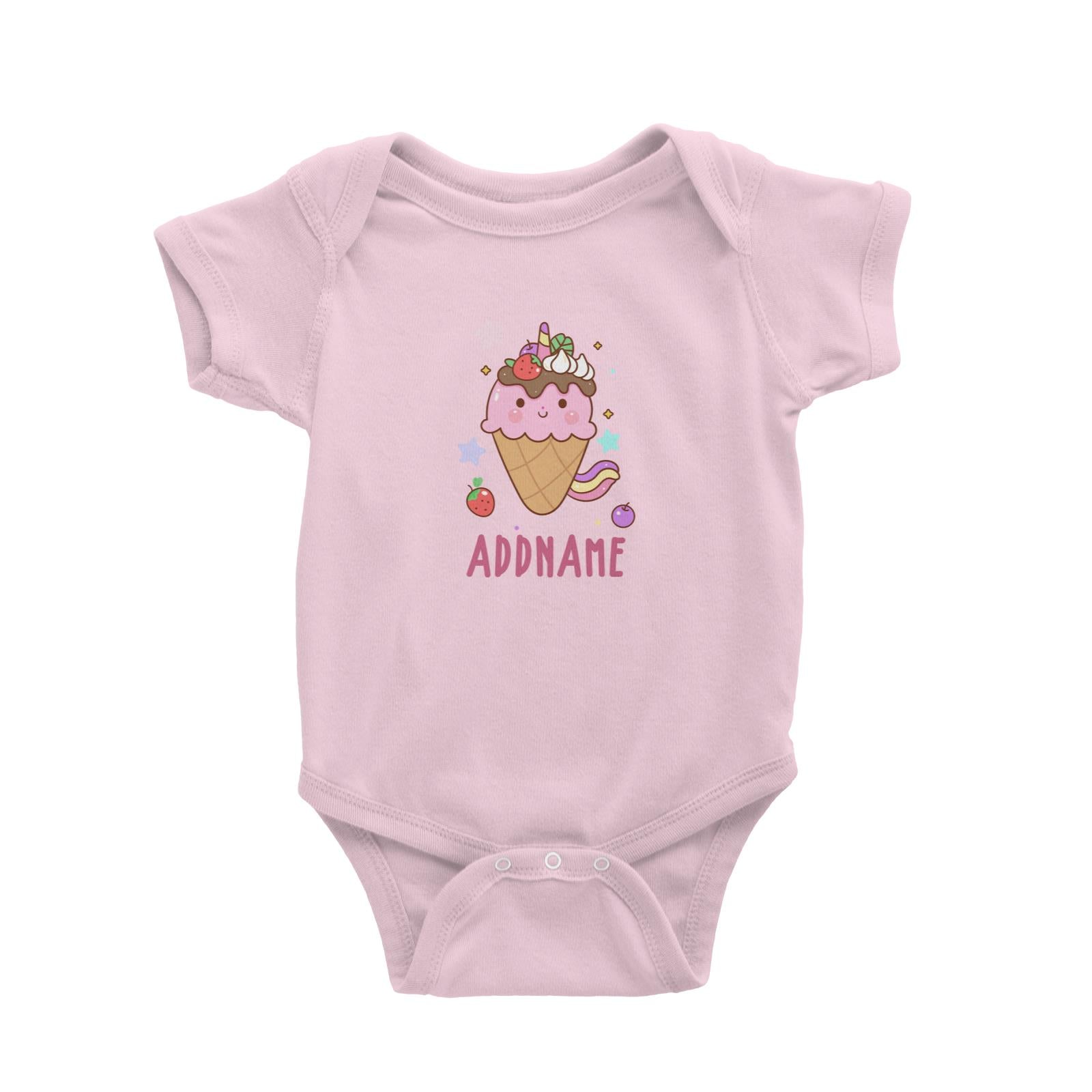 Unicorn And Princess Series Unicorn Ice Cream Addname Baby Romper