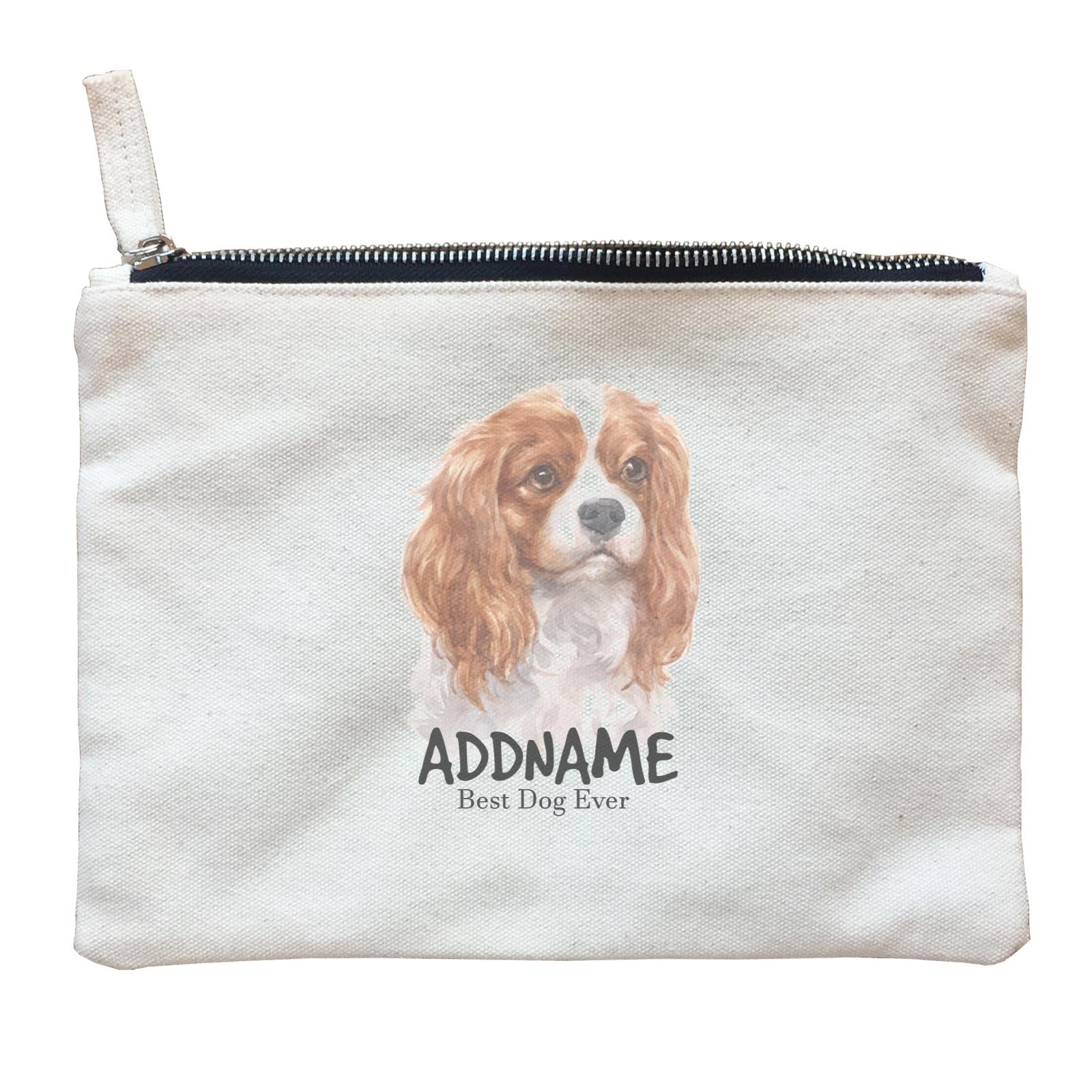 Watercolor Dog King Charles Spaniel Curly Best Dog Ever Addname Zipper Pouch