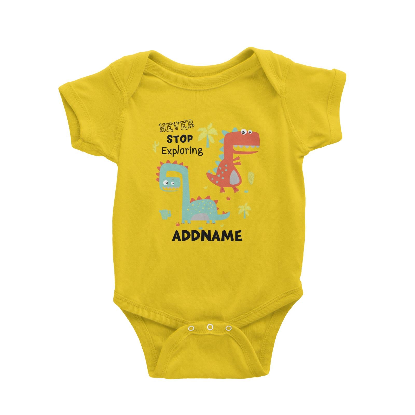 Never Stop Exploring Dinosaur Addname Baby Romper