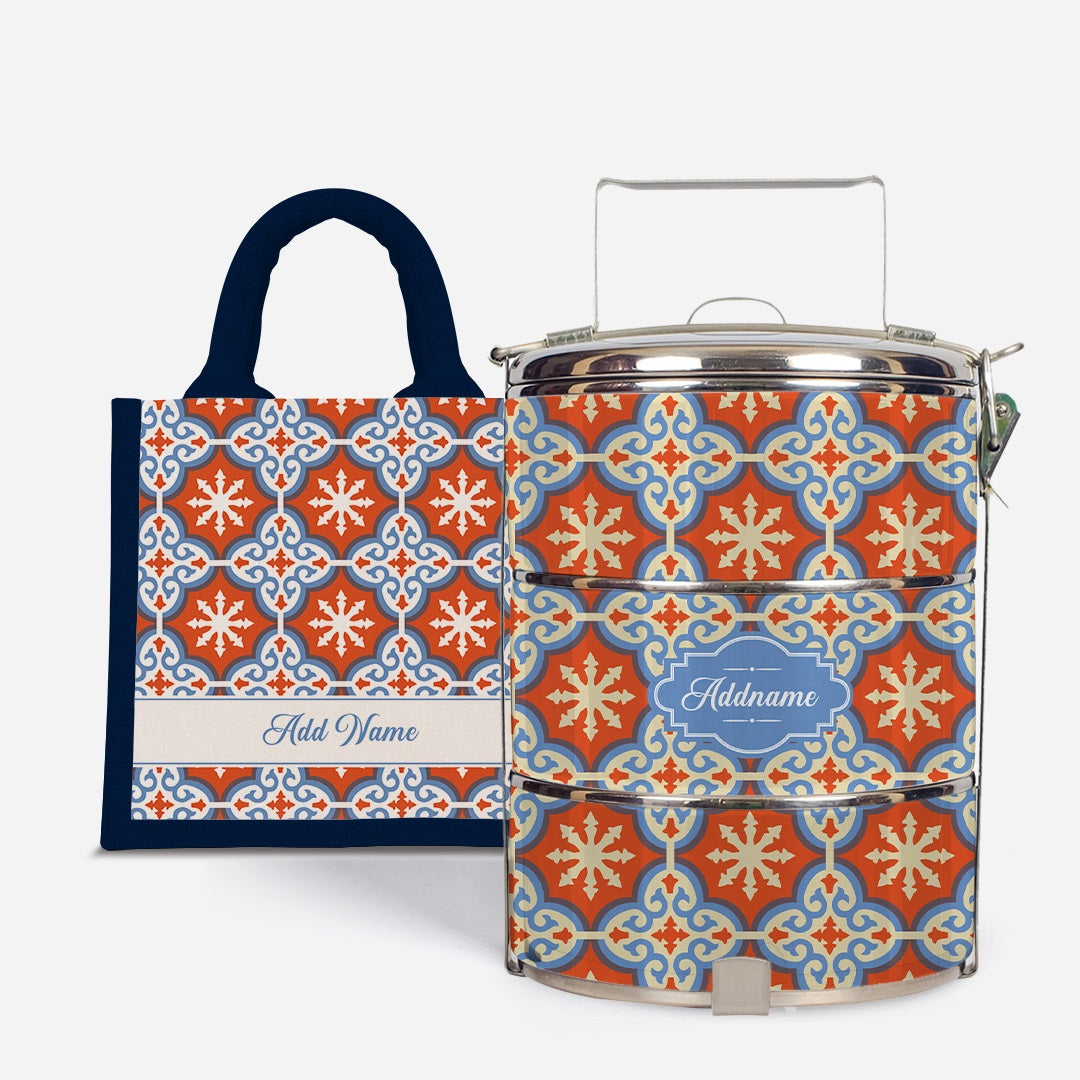 Moroccan Series Standard Tiffin With Half Lining Lunch Bag  - Cherqi Navy