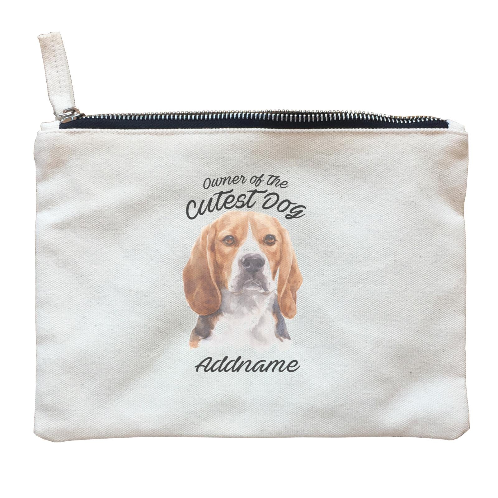 Watercolor Dog Owner Of The Dog Beagle Frown Addname Zipper Pouch