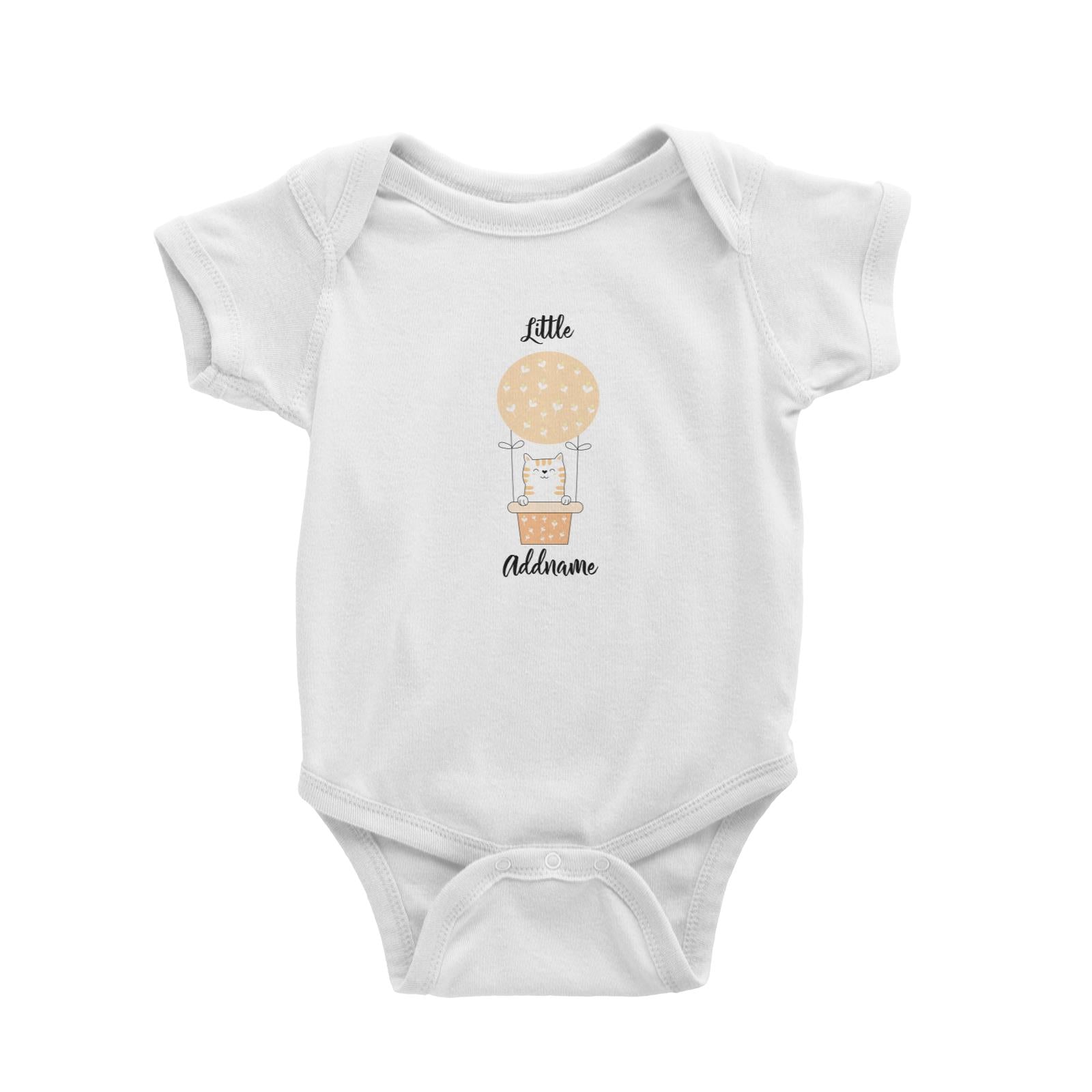 Cute Air Balloon with Brown Cat Addname Baby Romper
