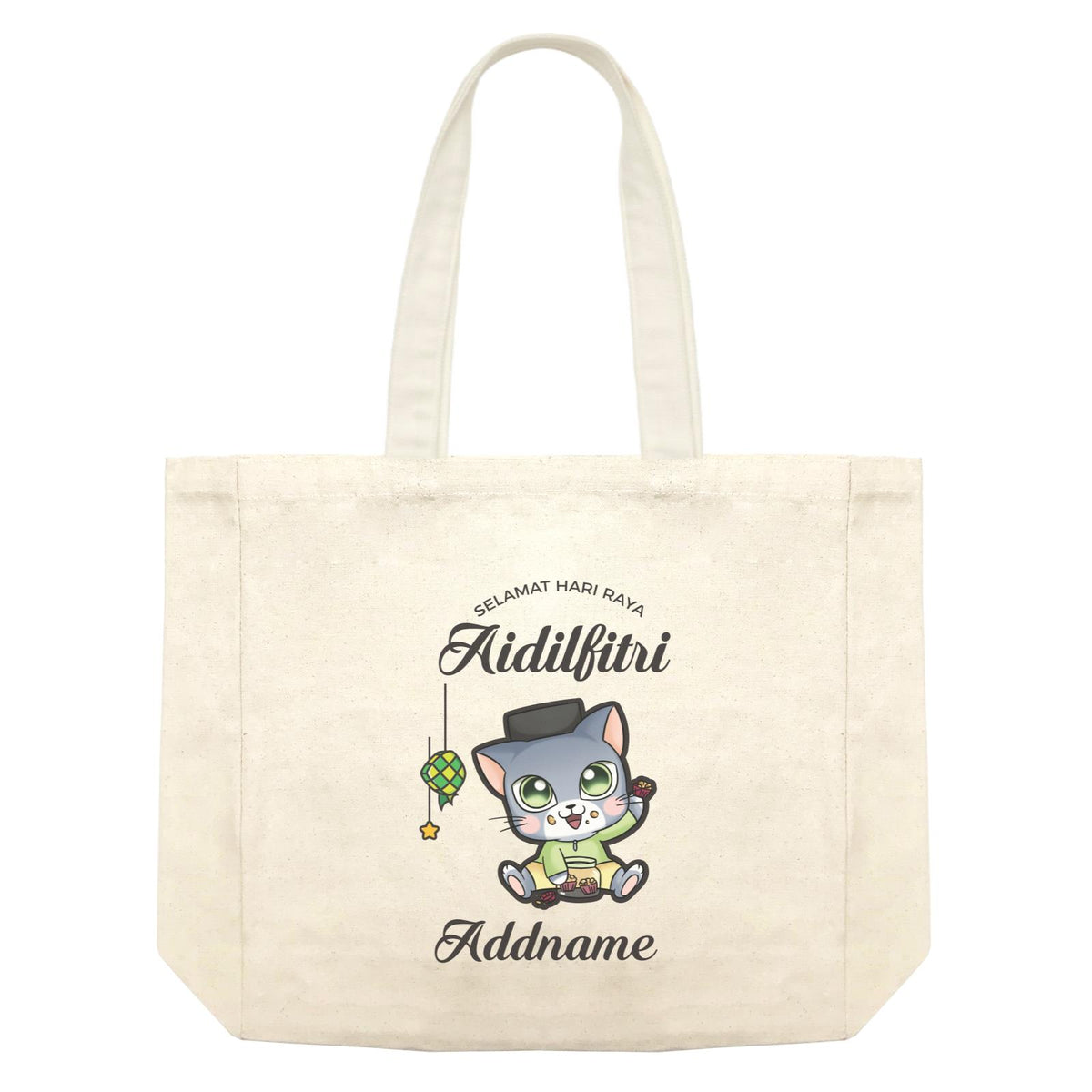 Raya Cute Animals Baby Boy Cat Wishes Selamat Hari Raya Aidilfitri Shopping Bag