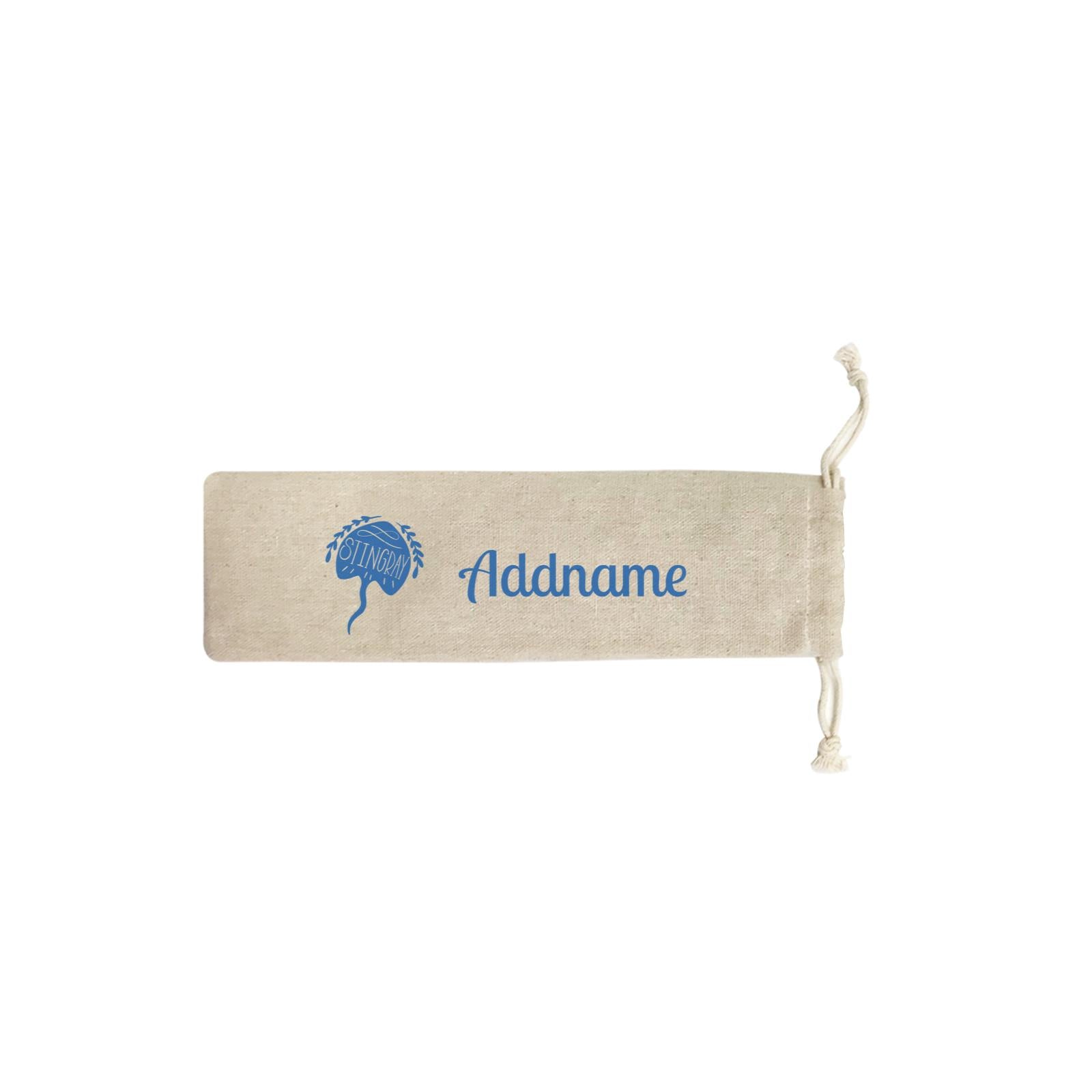Sea Animal Silhouettes Stingray Addname SB Straw Pouch (No Straws included)