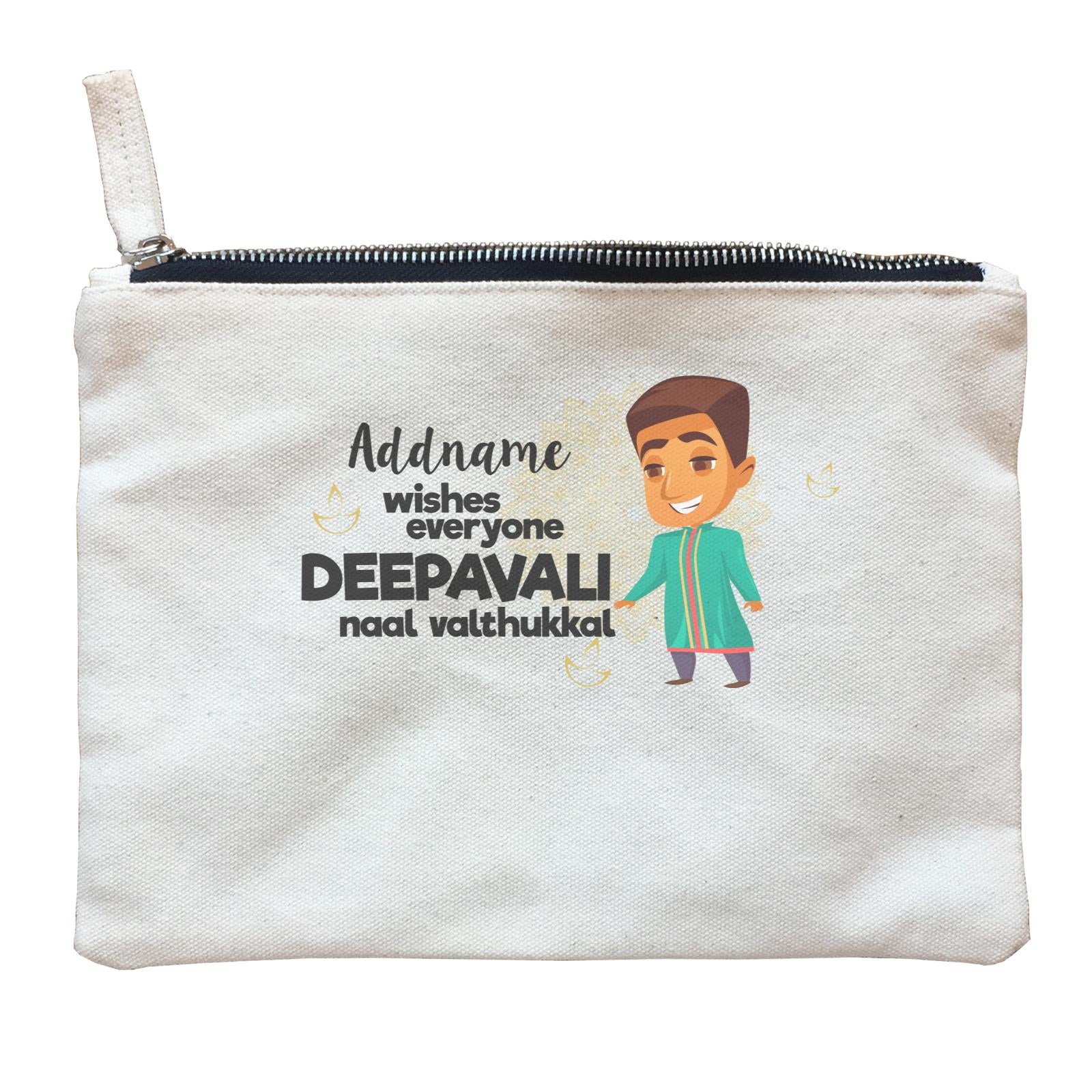 Cute Man Wishes Everyone Deepavali Addname Zipper Pouch