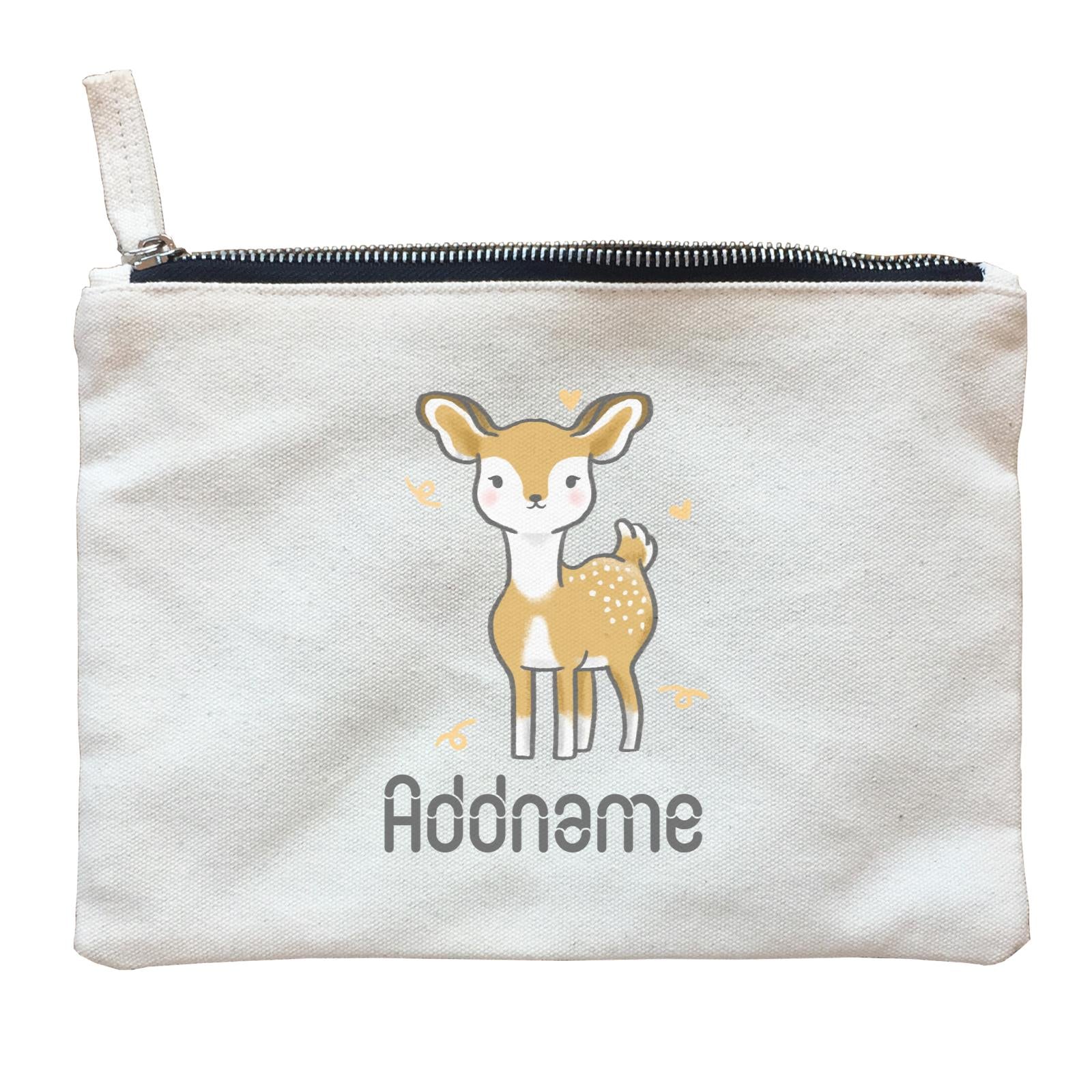 Cute Hand Drawn Style Deer Addname Zipper Pouch