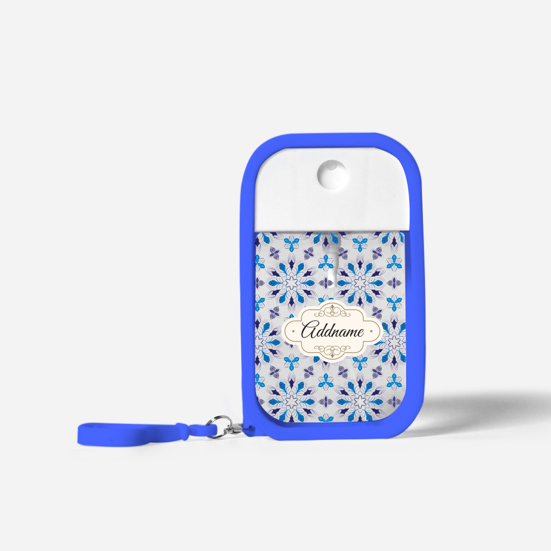 Moroccan Series Refillable Hand Sanitizer with Personalisation - Arabesque Frost Royal Blue