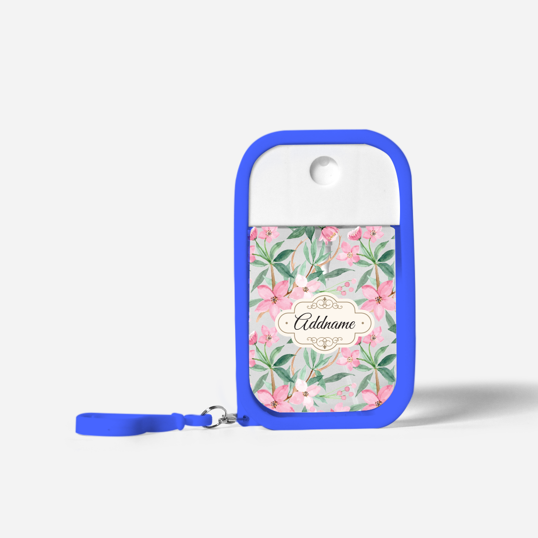 Laura Series Refillable Hand Sanitizer with Personalisation - Blossom Royal Blue