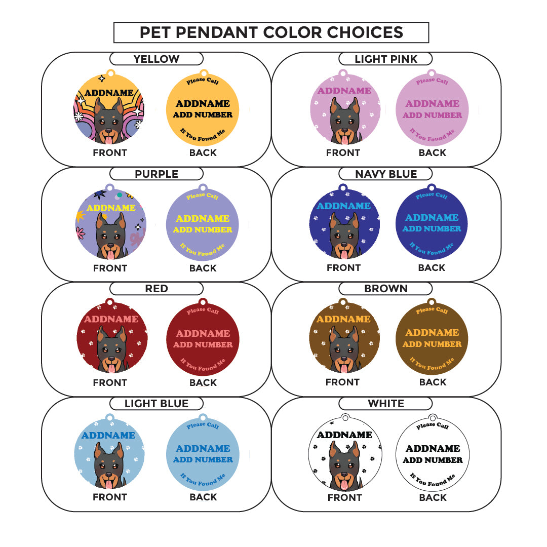 Paw Print Series - Doberman Large Dog Pet Pendant with Collar