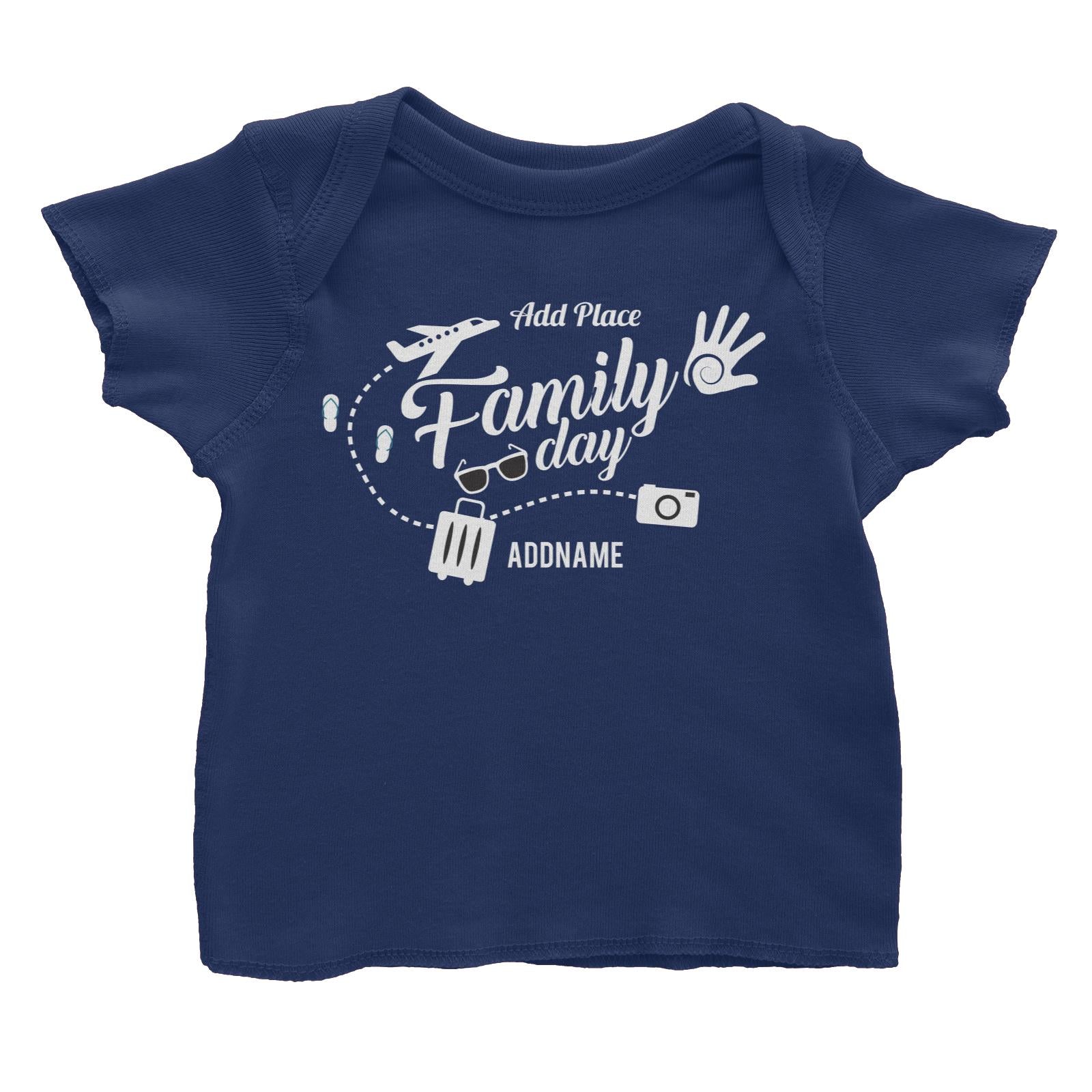Family Day Flight Vacation Icon Family Day Addname And Add Place Baby T-Shirt