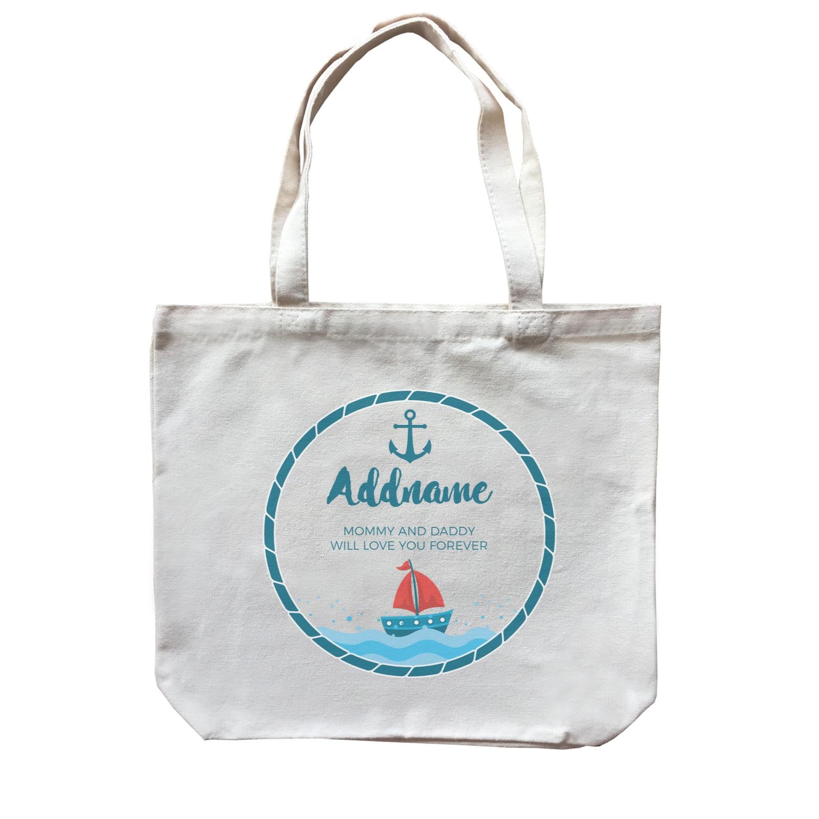 Sailor Emblem with Boat Personalizable with Name and Text Canvas Bag