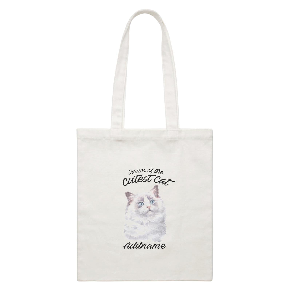 Watercolor Owner Of The Cutest Cat Ragdoll White Addname White Canvas Bag