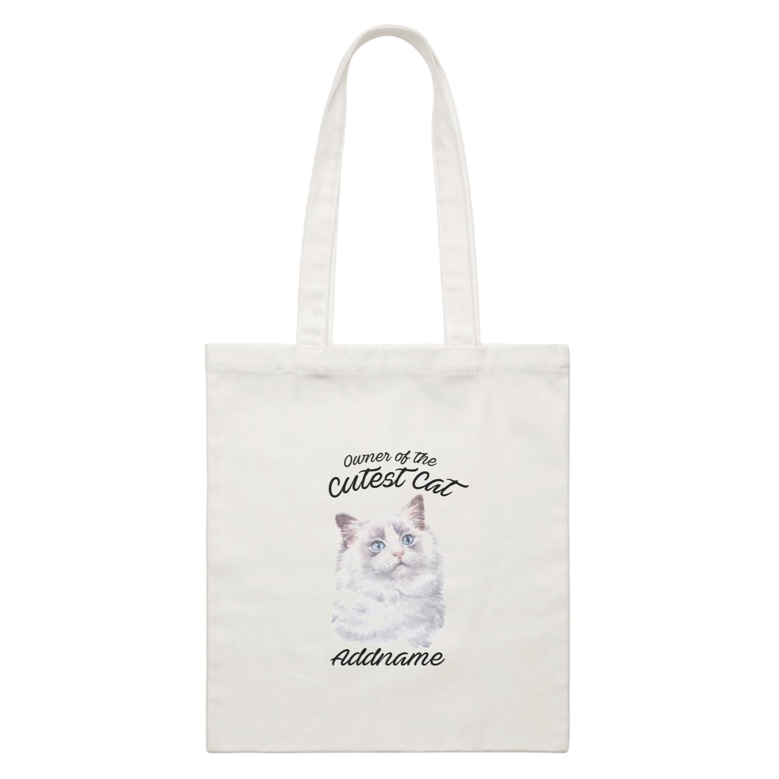 Watercolor Owner Of The Cutest Cat Ragdoll White Addname White Canvas Bag