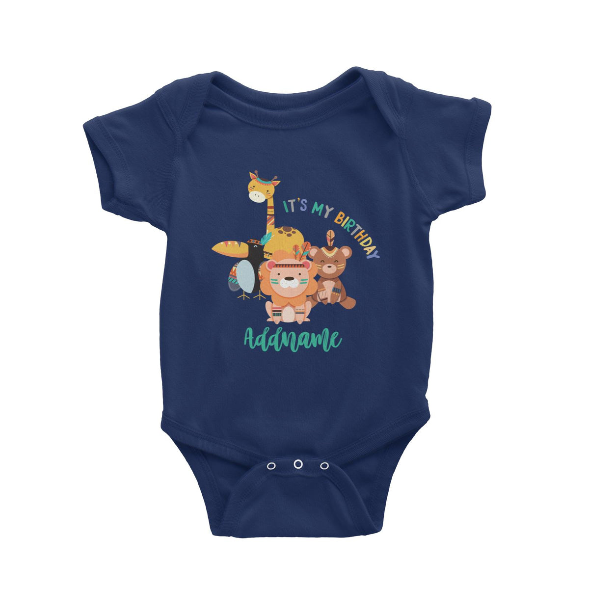 Animal Tribal Birthday Theme Addname Baby Romper