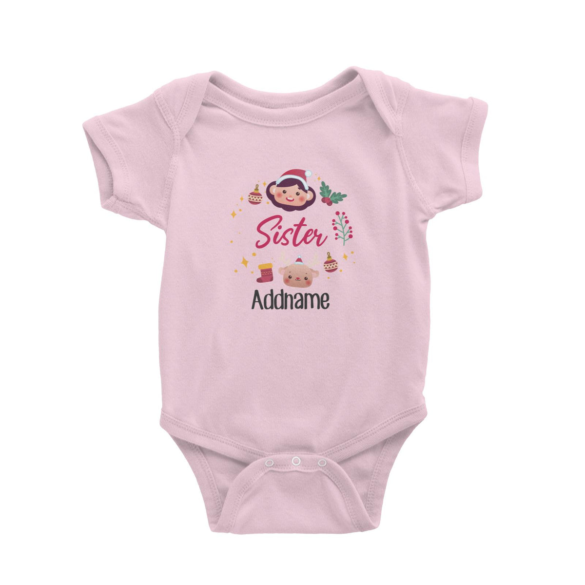 Christmas Cute Wreath Sister Baby Romper