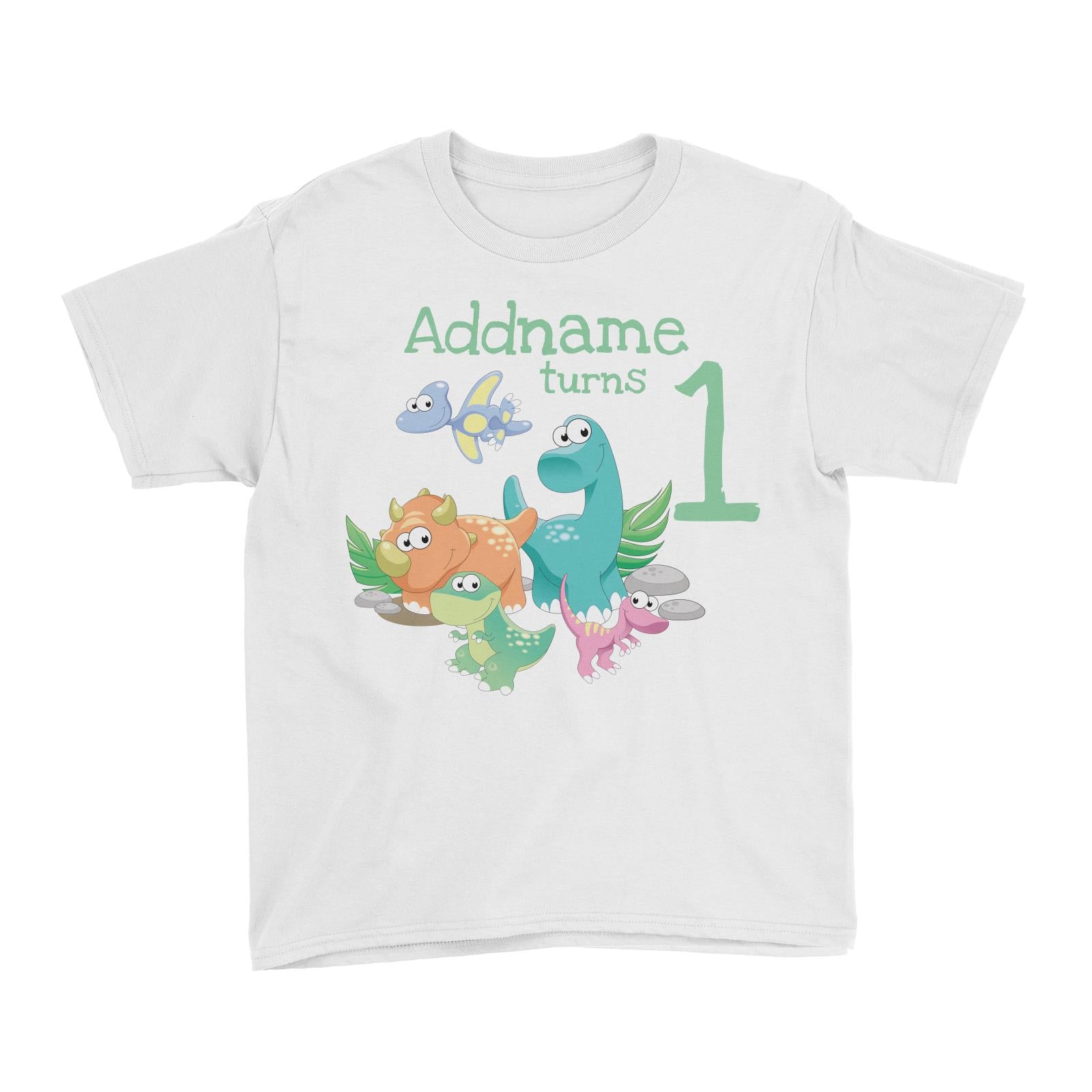 Dinosaurs Birthday Theme Personalizable with Name and Number Kid's T-Shirt
