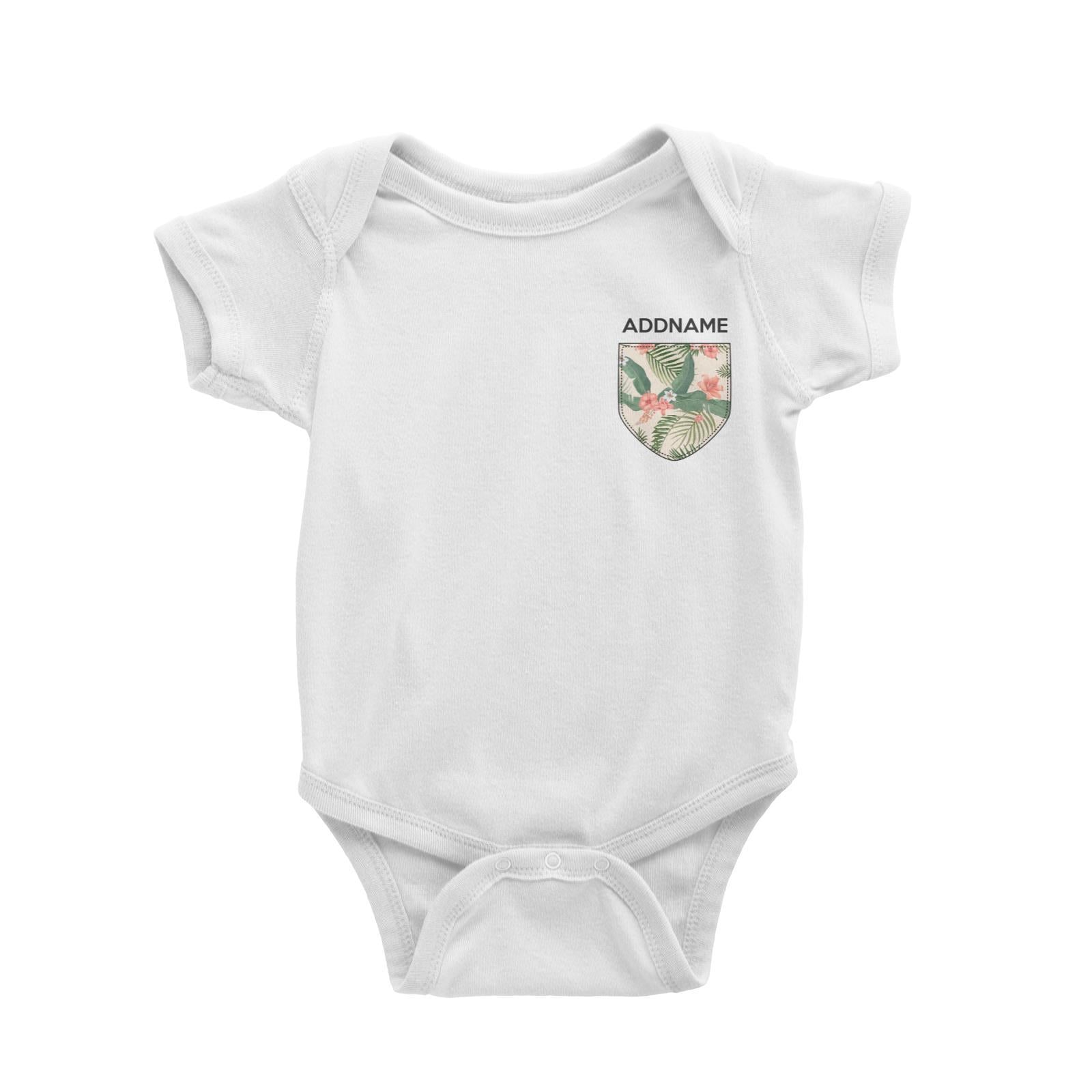Raya Pocket Pink Coral Bunga Raya Pattern Addname Baby Rompers
