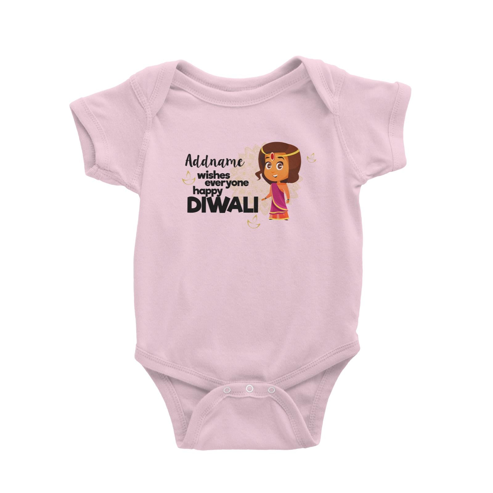 Cute Girl Wishes Everyone Happy Diwali Addname Baby Romper