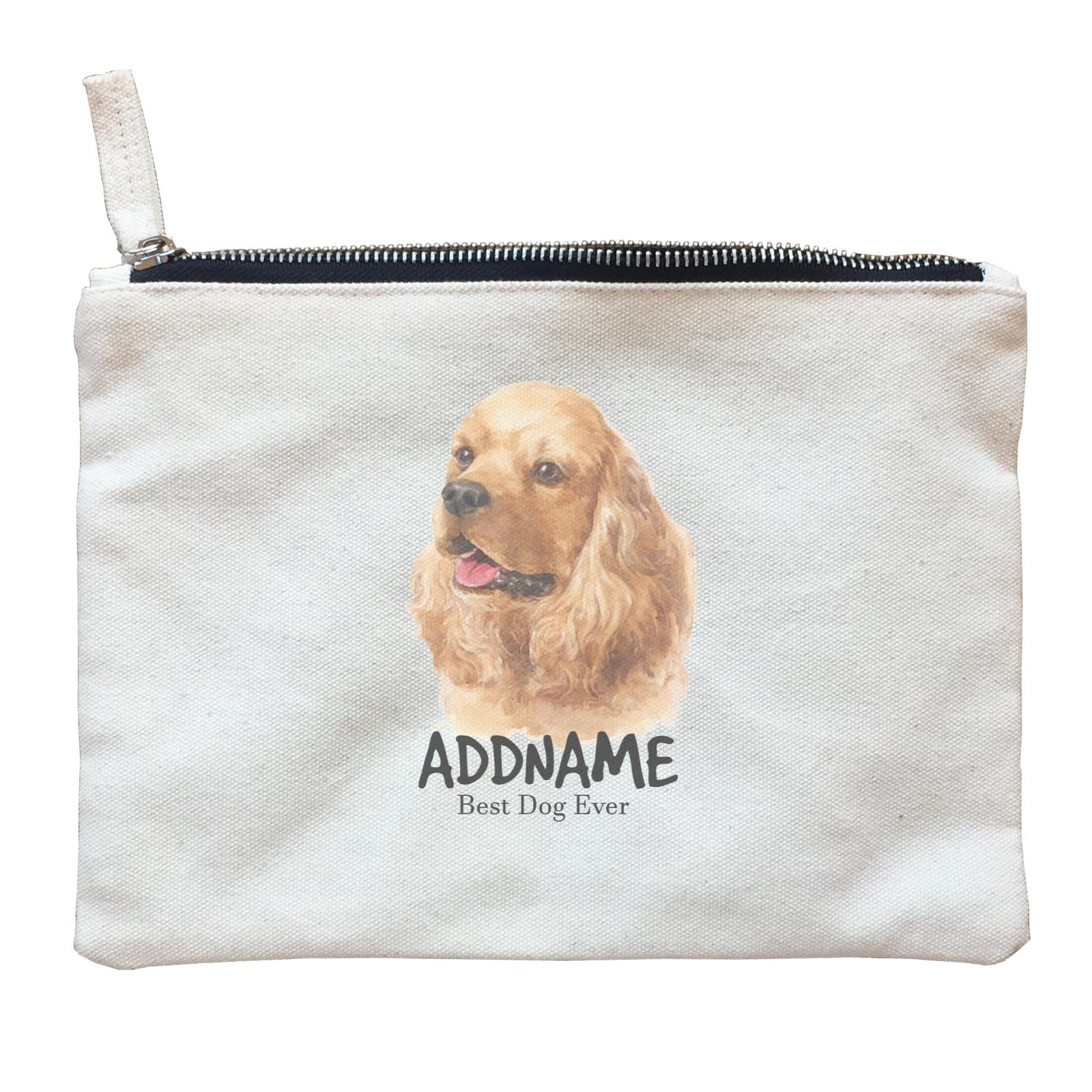 Watercolor Dog Cocker Spaniel Best Dog Ever Addname Zipper Pouch