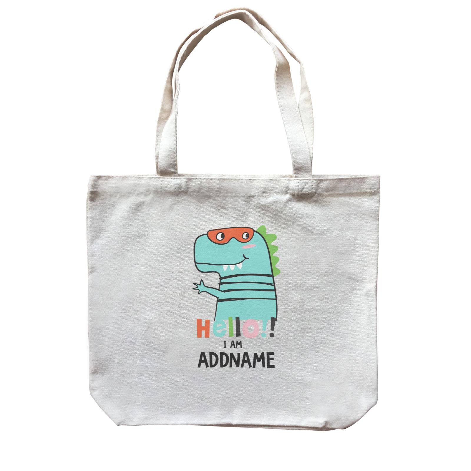 Cool Vibrant Series Hello I Am Dinosaur Addname Canvas Bag