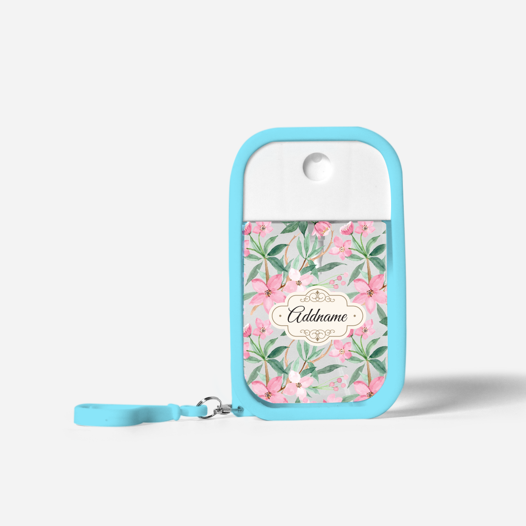 Laura Series Refillable Hand Sanitizer with Personalisation - Blossom Light BLue