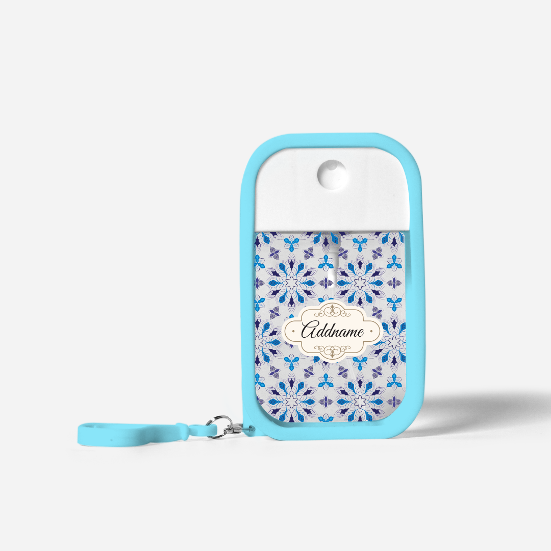 Moroccan Series Refillable Hand Sanitizer with Personalisation - Arabesque Frost Light BLue