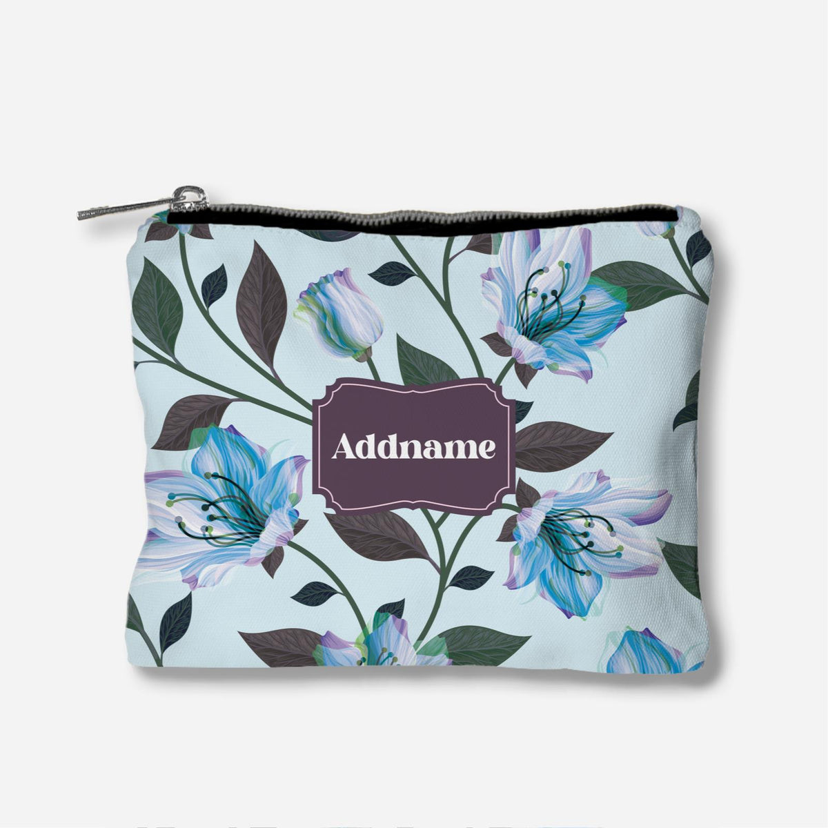 Classic Kesuma Full Print Zipper Pouch - Icy Blue