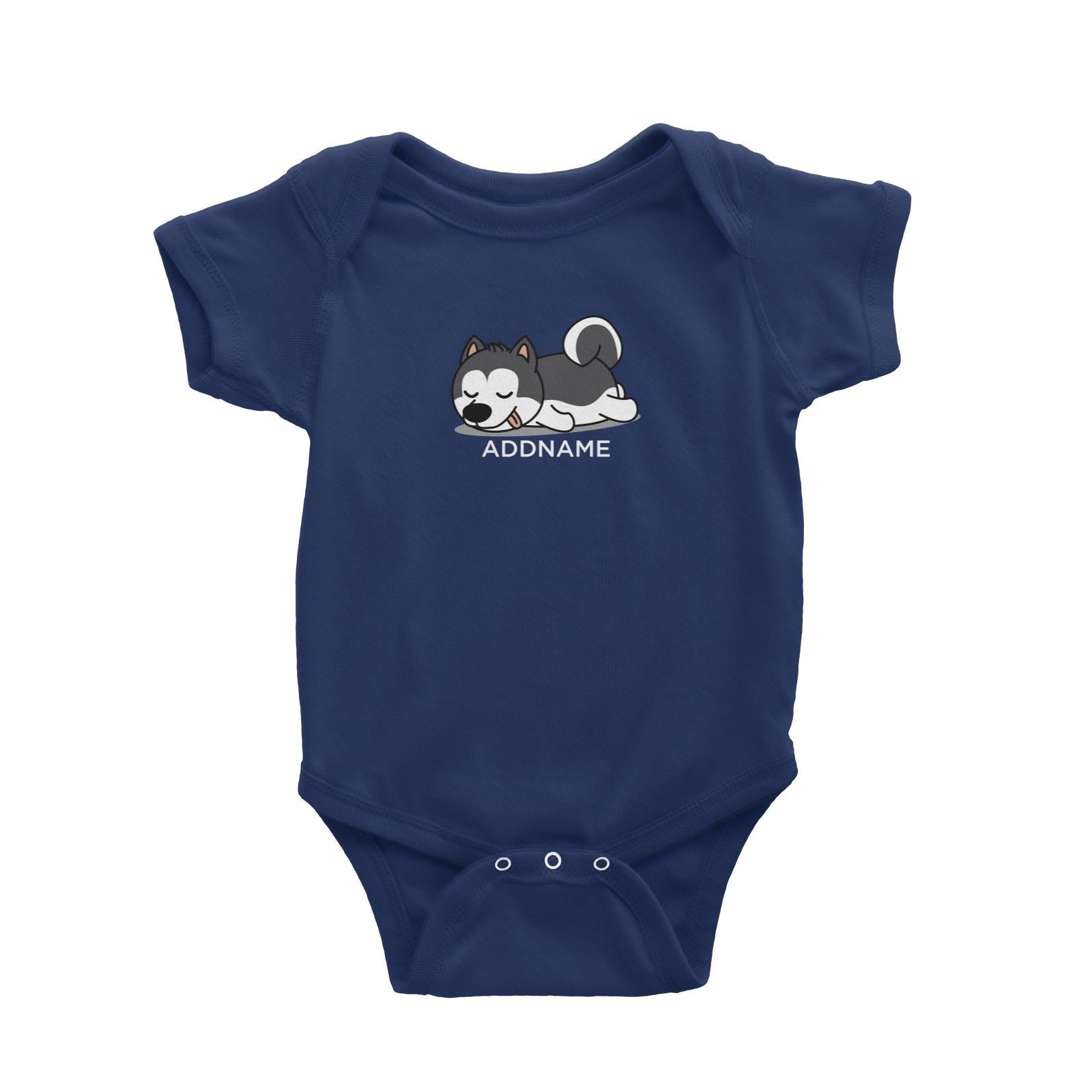 Lazy Husky Dog Addname Baby Romper