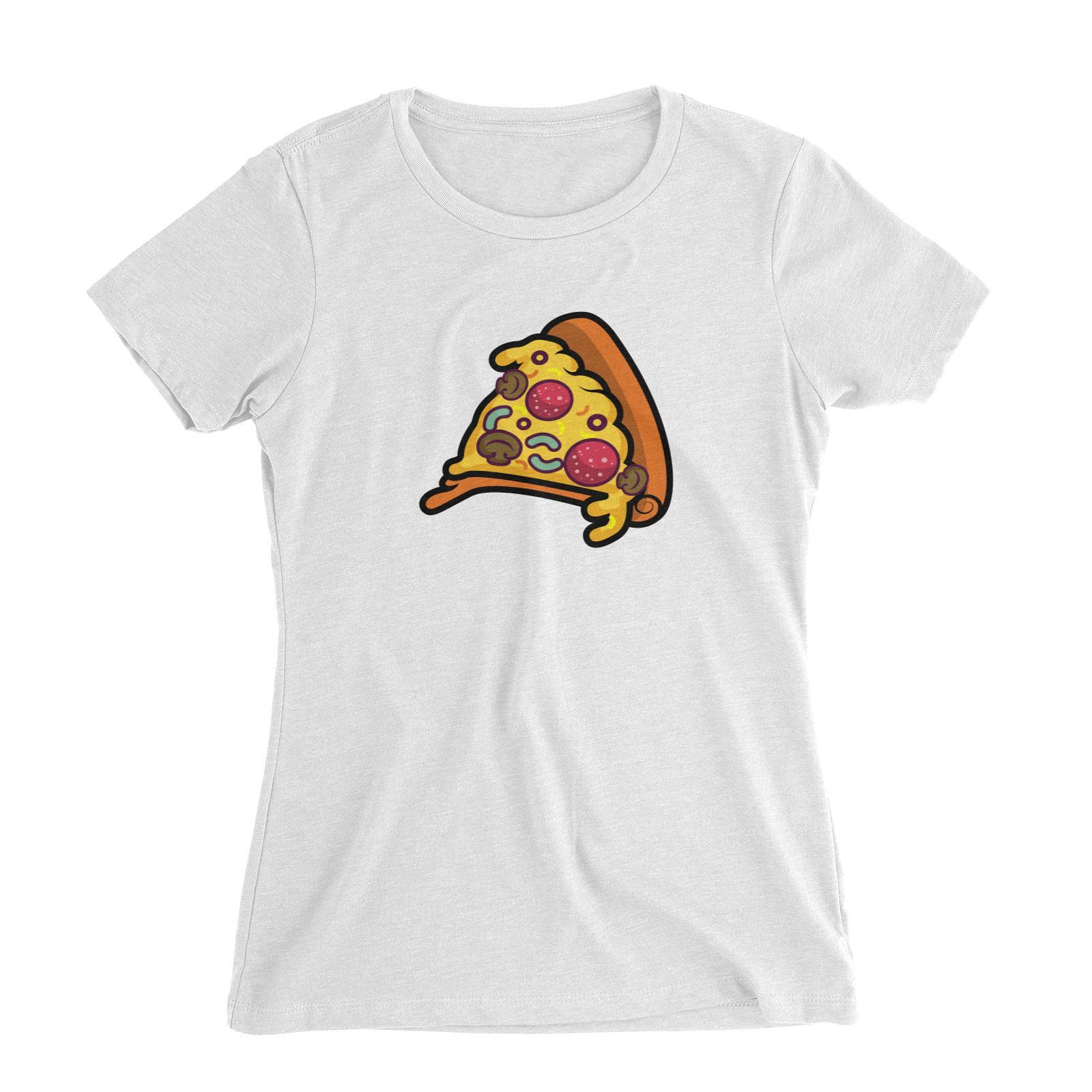 Fast Food Pizza Slice Women's Slim Fit T-Shirt  Matching Family Comic Cartoon