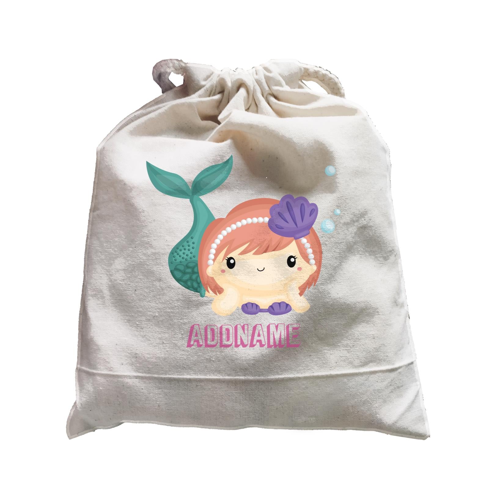 Birthday Mermaid Peach Short Hair Mermaid Laying Addname Satchel