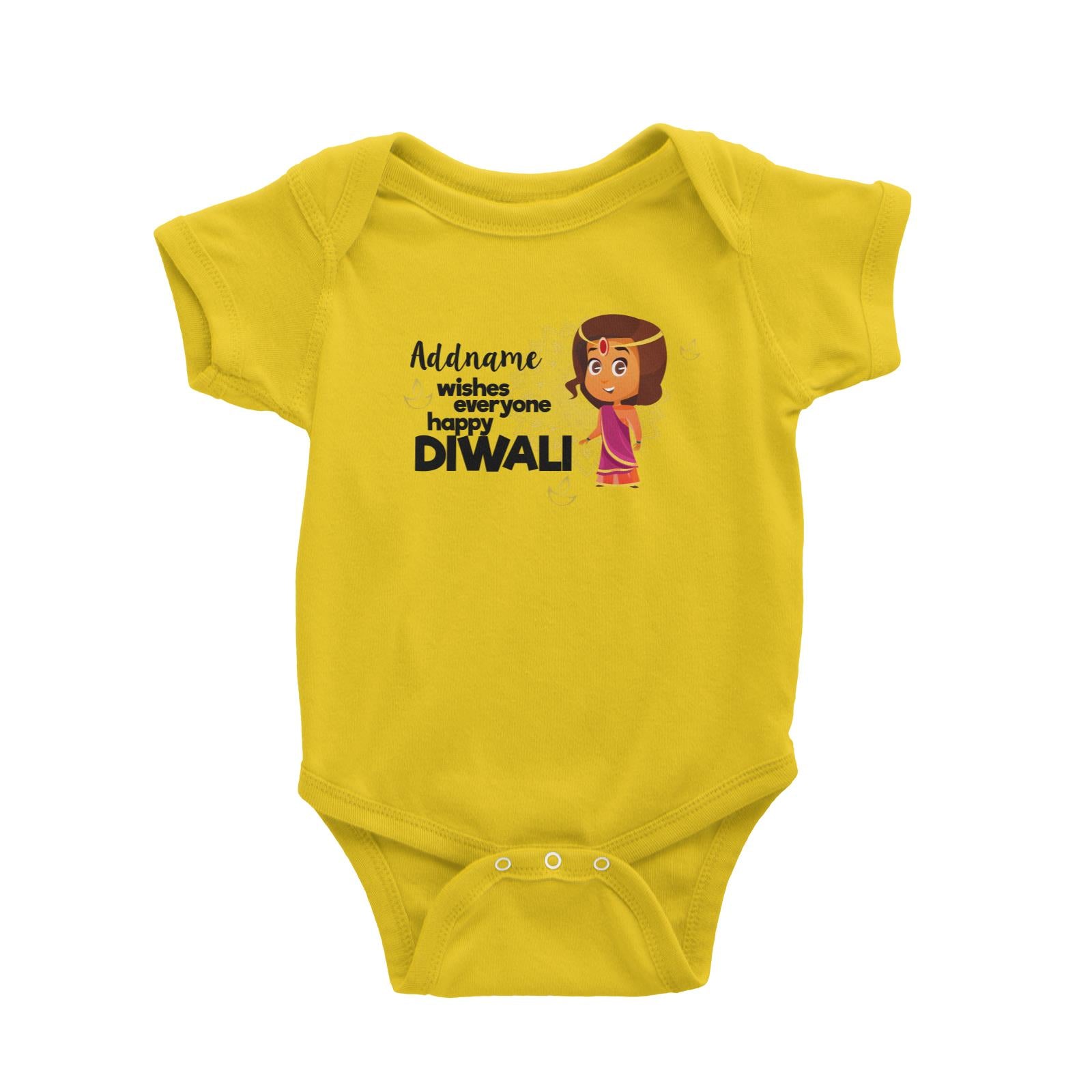 Cute Girl Wishes Everyone Happy Diwali Addname Baby Romper