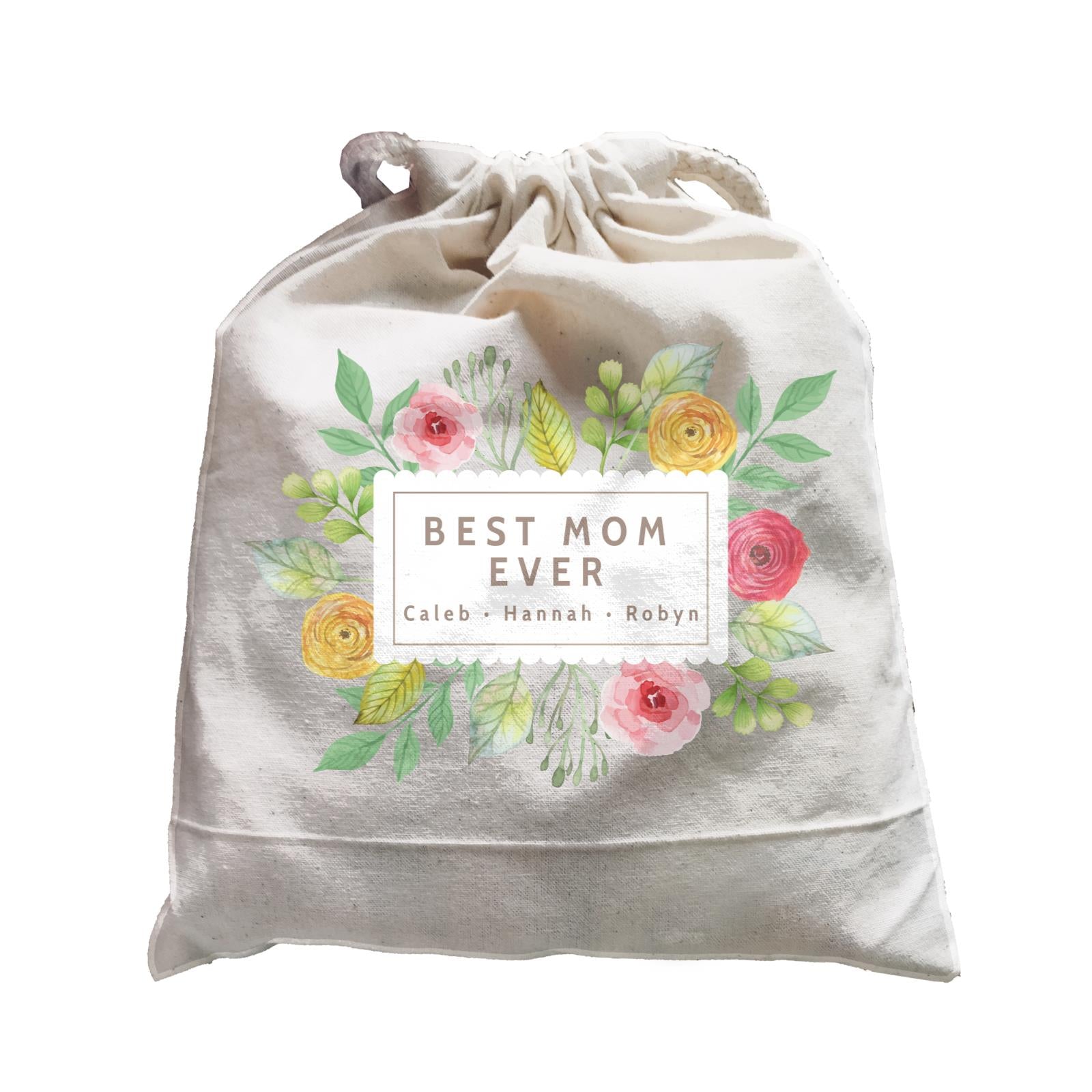 Best Mum Ever Floral Banner Personalizable with Text Satchel