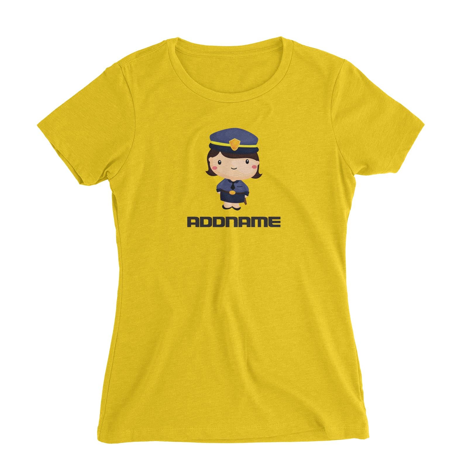 Birthday Police Officer Short Hair Girl  In Suit Addname Women's Slim Fit T-Shirt