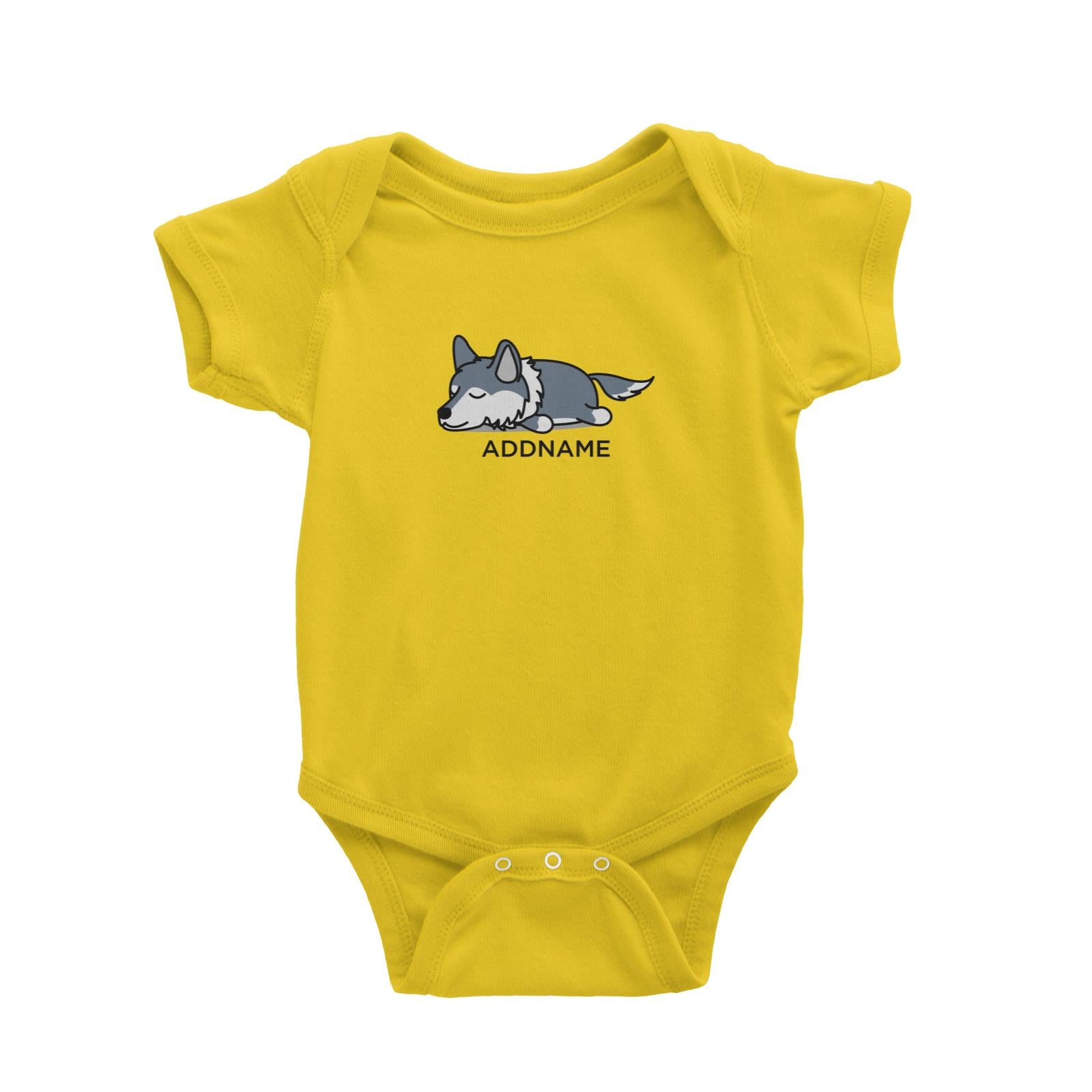 Lazy Wolf Addname Baby Romper