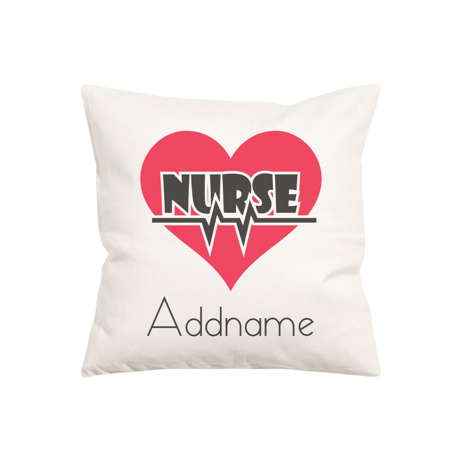 Nurse with Pink Heart Pillow Cushion