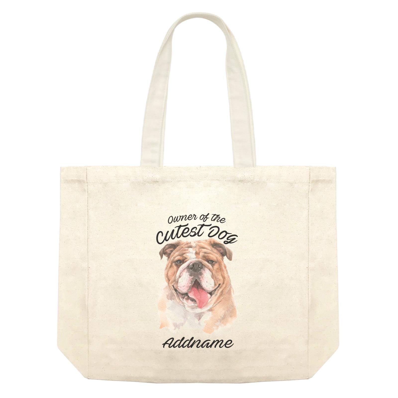 Watercolor Dog Owner Of The Cutest Dog Bulldog Addname Shopping Bag