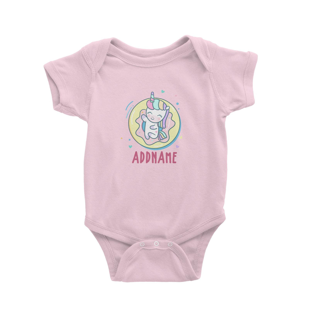 Unicorn And Princess Series Unicorn Chilling Donut Addname Baby Romper