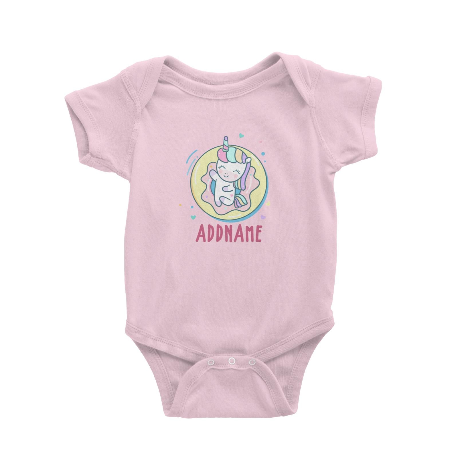 Unicorn And Princess Series Unicorn Chilling Donut Addname Baby Romper