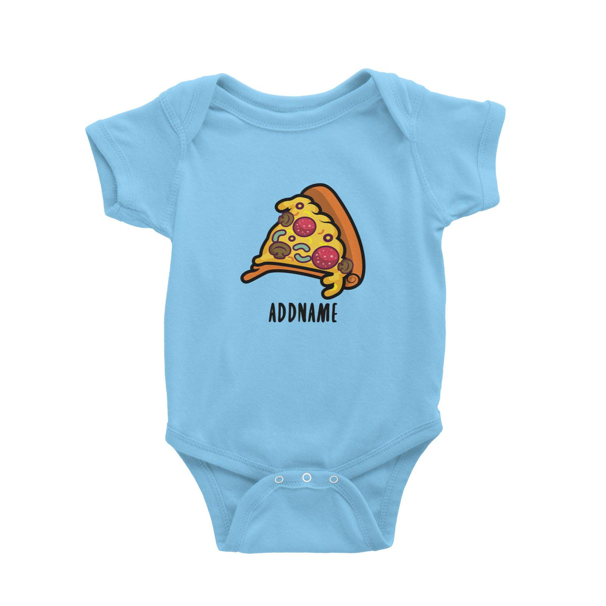 Fast Food Pizza Slice Addname Baby Romper  Matching Family Comic Cartoon Personalizable Designs