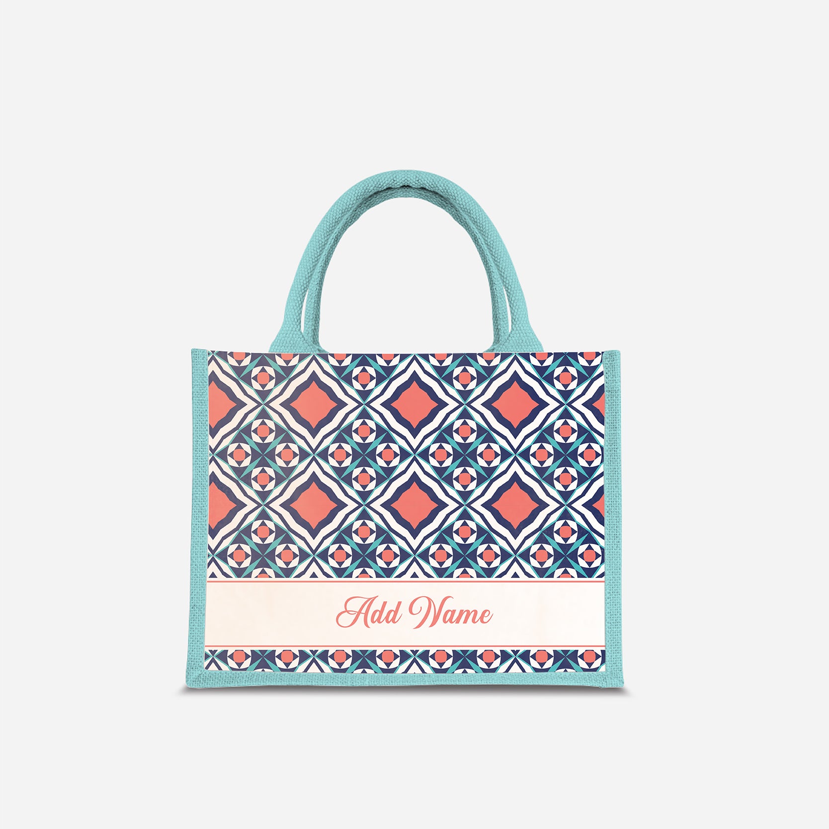 Moroccan Series Half Lining Small Jute Bag - Chihab Light Blue